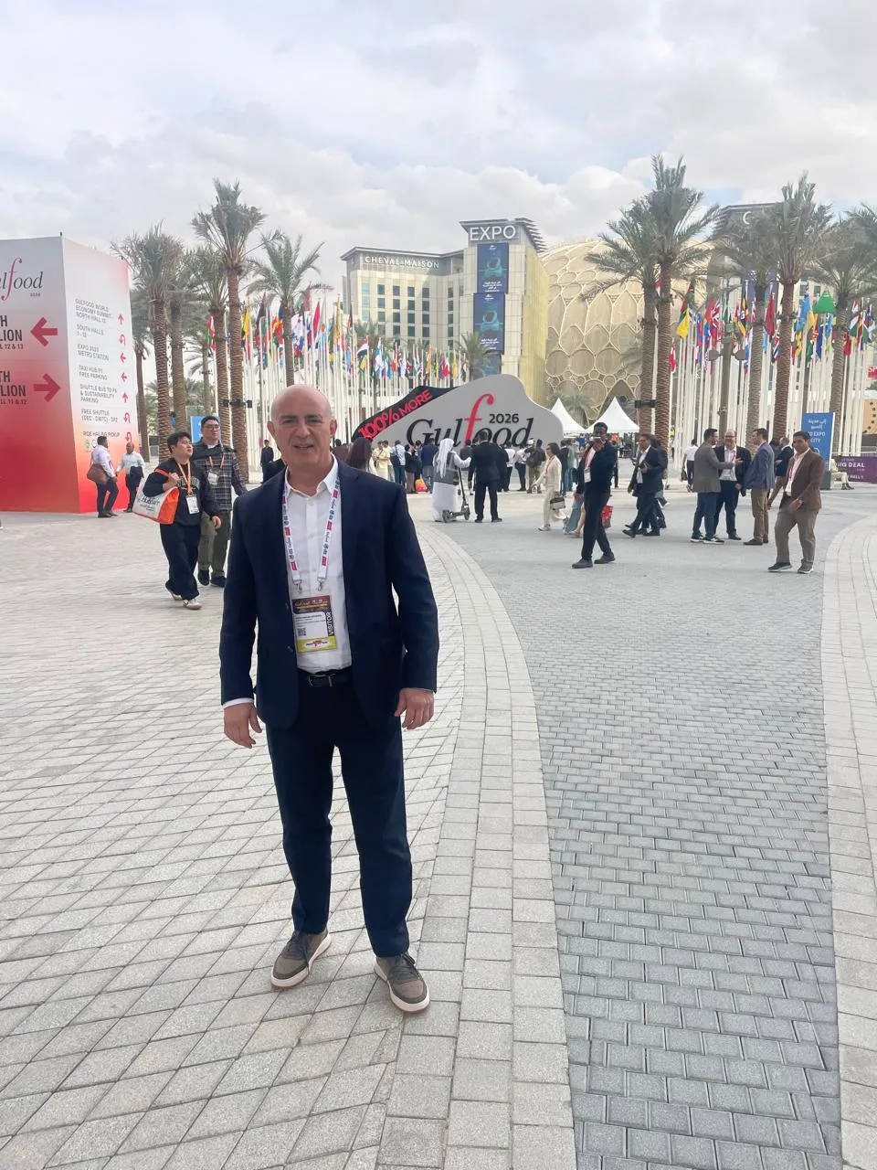 A Sghair team member outside the Gulfood 2026 venue